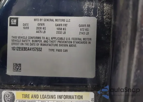 2010 Chevrolet Malibu Ltz из США, поврежденный, VIN 1G1ZE5EB5A4157932